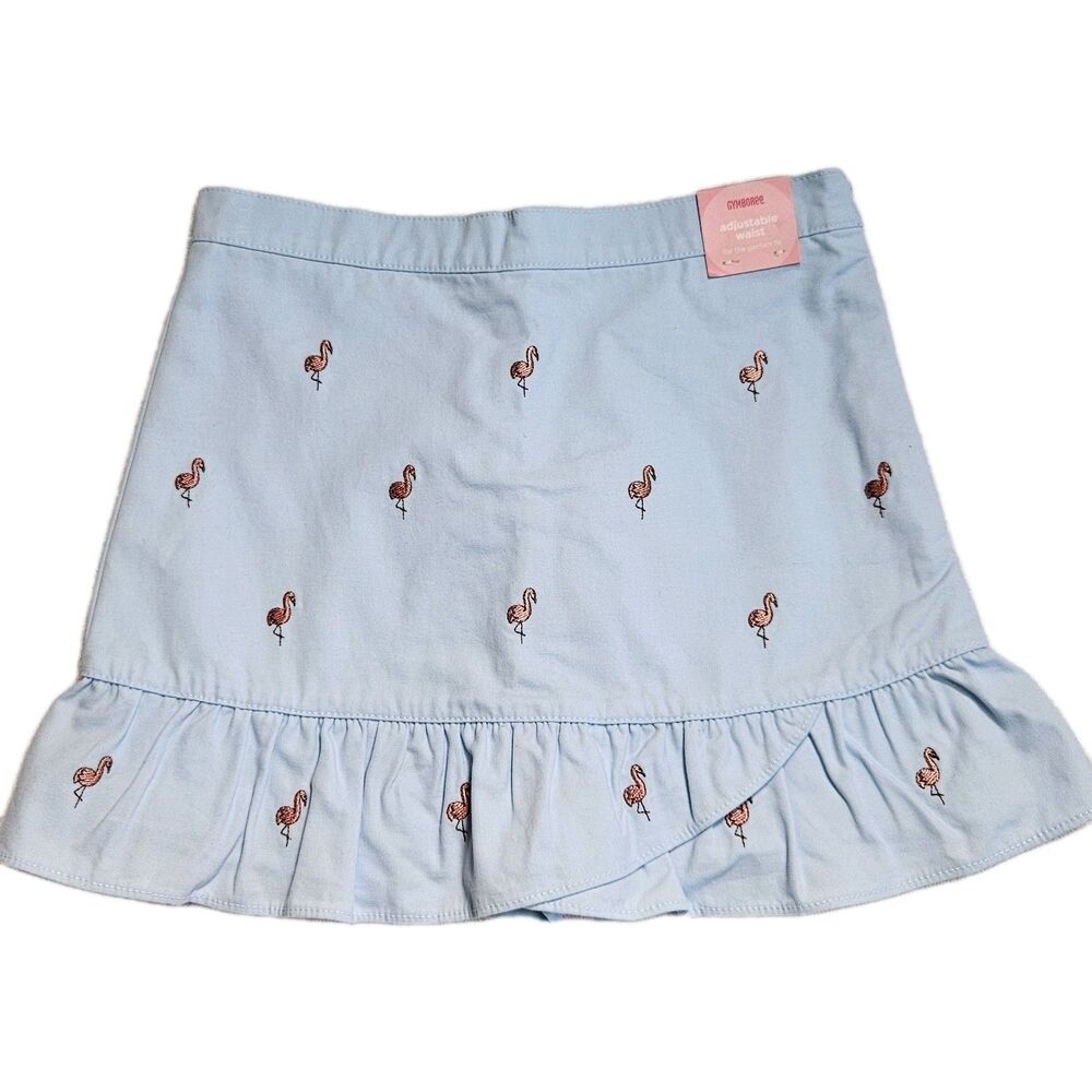 Vintage Gymboree Skort Size 5 Blue Flamingo Print Miami Vacation Adjustable NWT